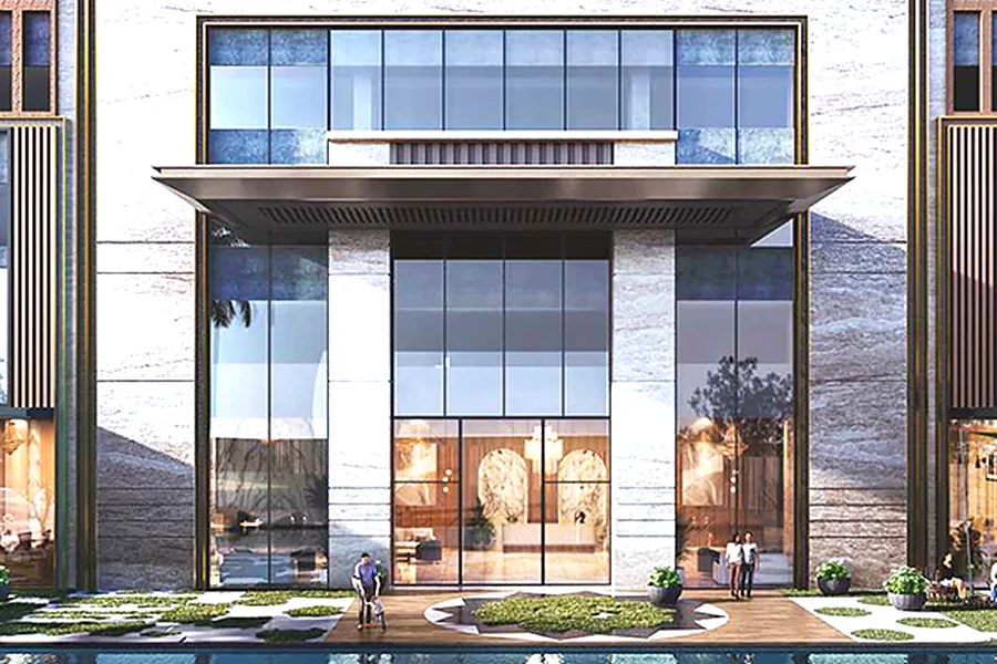 The clubhouse and pool