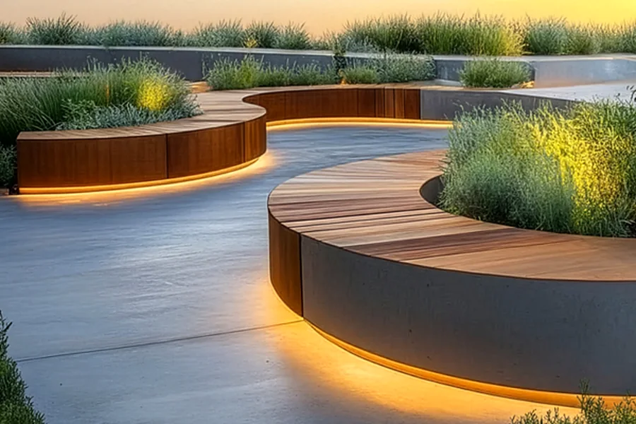 Curved seating nodes on the podium