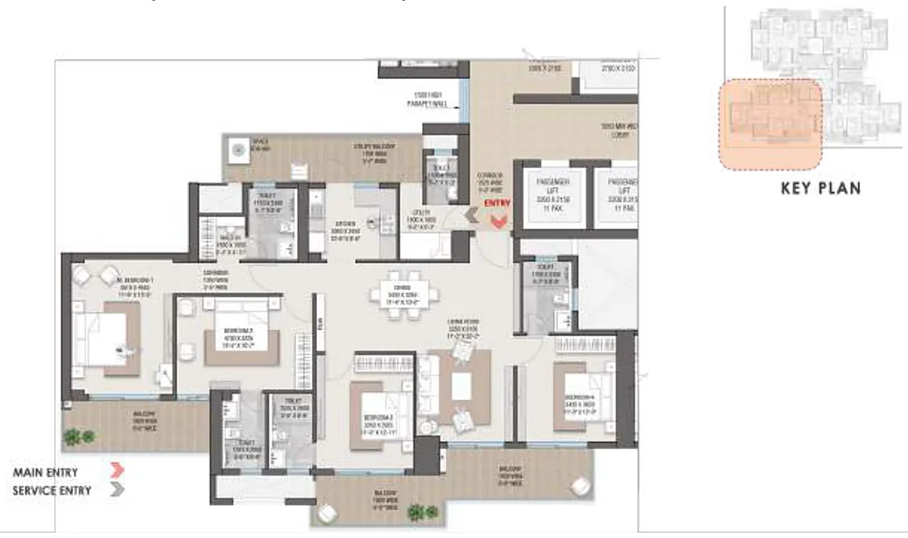 4 BHK + Utility floor plan, about 2,656 sq. ft.