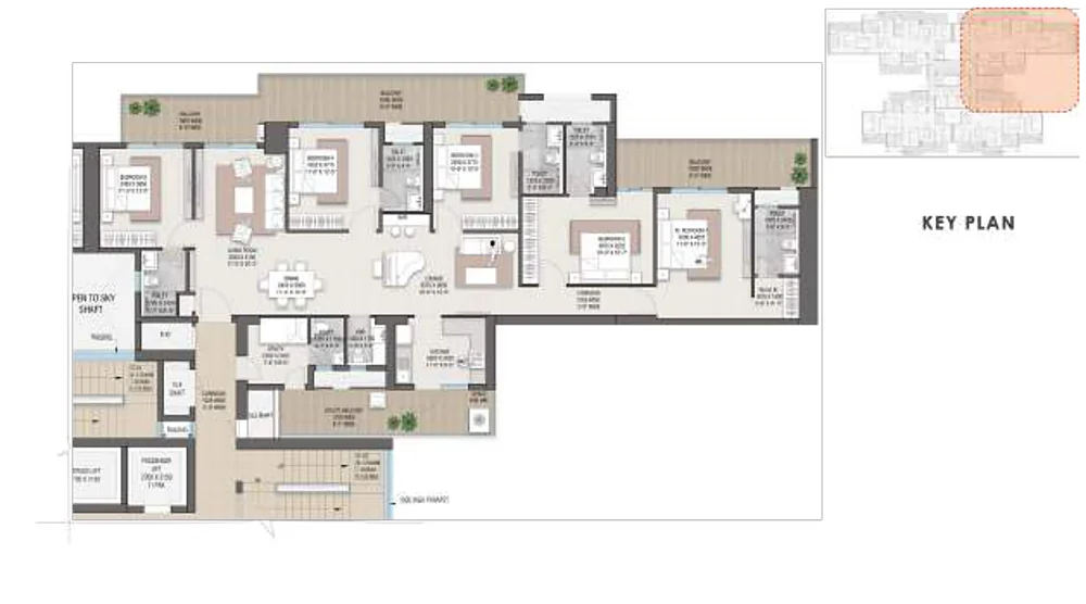 5 BHK + Utility floor plan, 3,463 sq. ft.